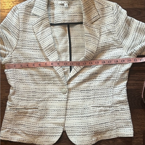 Cabi Womens White Black Static Striped Long Sleeve Suit Jacket Blazer - Picture 6 of 10